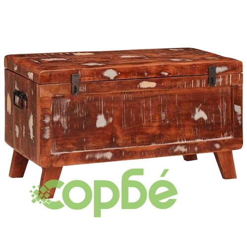Кутия за съхранение от регенерирано дърво масив 70x35x40 см с 2 брави ➤ топ цена ➤ sorbe.bg
