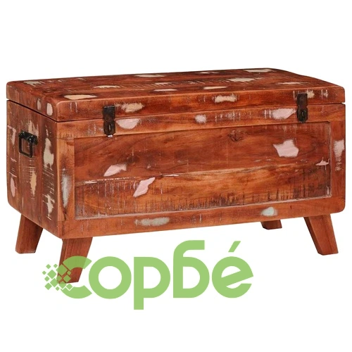 Кутия за съхранение от регенерирано дърво масив 70x35x40 см с 2 брави ➤ топ цена ➤ sorbe.bg