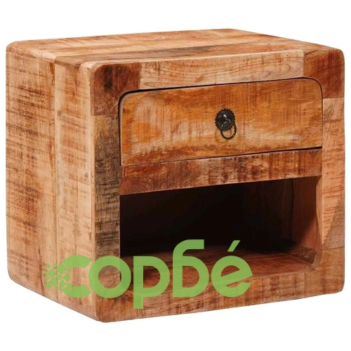 Стенен шкаф за нощно шкафче от масивно мангово дърво с чекмедже, кафяв, 40x30x36 см ➤ топ цена ➤ sorbe.bg