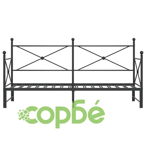 Метално дневно легло с допълнителен матрак 90x190 см, черно, стоманена конструкция ➤ топ цена ➤ sorbe.bg