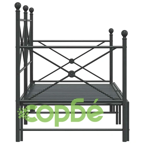 Метално дневно легло с допълнителен матрак 90x190 см, черно, стоманена конструкция ➤ топ цена ➤ sorbe.bg
