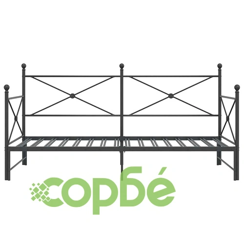 Стоманено дневно легло с изтеглящо се второ легло без матрак, Черно 100x190 см ➤ топ цена ➤ sorbe.bg
