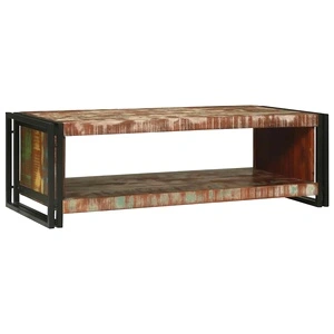 Масичка за кафе от регенерирано дърво масив 120 x 50 x 38 см с рафт