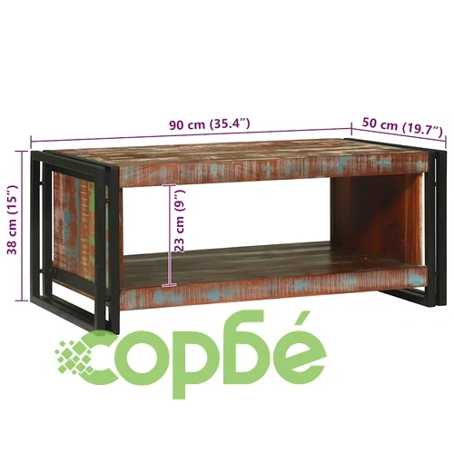Масичка за кафе от регенерирано дърво масив 90x50x38 см кафяво ➤ топ цена ➤ sorbe.bg