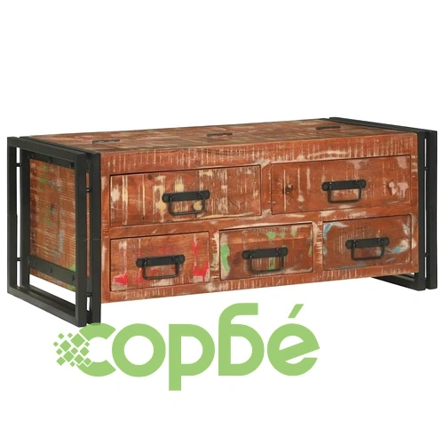 Масичка за кафе от регенерирано дърво масив 90 x 50 x 38 см, кафява ➤ топ цена ➤ sorbe.bg
