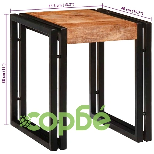 Комплект от 3 масички за подреждане от масивно мангово дърво и метал ➤ топ цена ➤ sorbe.bg