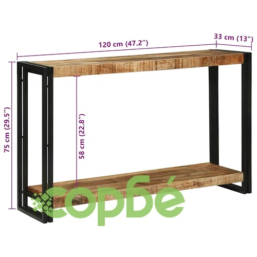 Конзолна маса от масивно мангово дърво 120x33x75 см кафява ➤ топ цена ➤ sorbe.bg