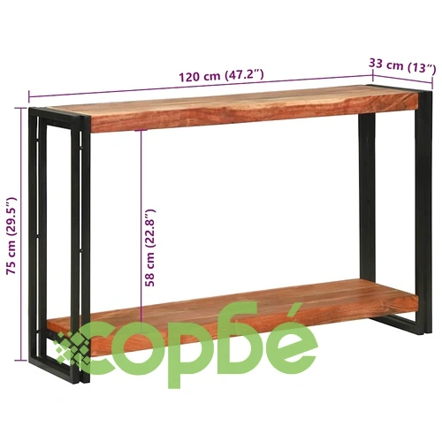 Конзолна маса от масивно акациево дърво 120x33x75 см кафяво ➤ топ цена ➤ sorbe.bg