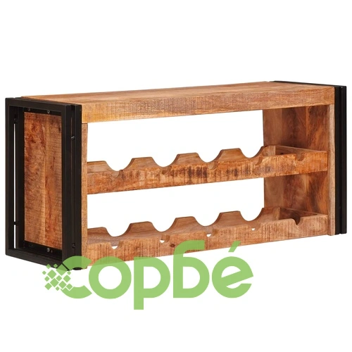 Винен рафт от масивно мангово дърво, Кафяв, 100 x 45 x 33 см ➤ топ цена ➤ sorbe.bg