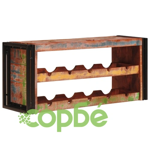 Винен рафт 100 x 45 x 33 см от солидна рециклирана дървесина ➤ топ цена ➤ sorbe.bg
