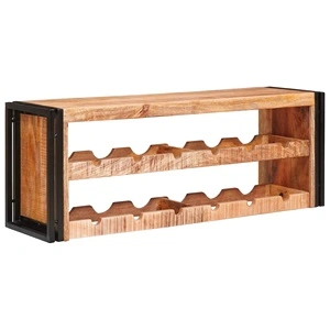 Винен рафт от мангово дърво кафяв 120 x 45 x 33 см