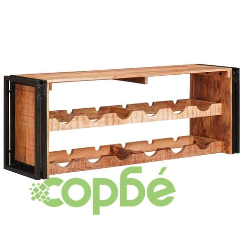 Винен рафт от мангово дърво кафяв 120 x 45 x 33 см ➤ топ цена ➤ sorbe.bg