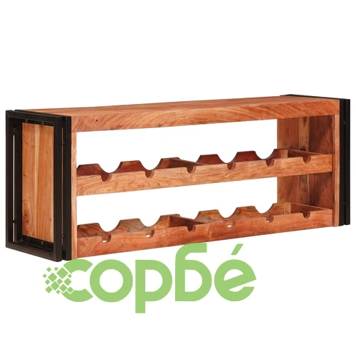 Винен рафт от акациево дърво 120 x 45 x 33 см, Кафяв ➤ топ цена ➤ sorbe.bg