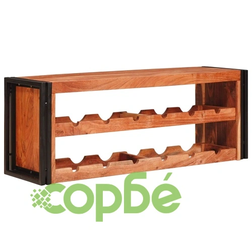 Винен рафт от акациево дърво 120 x 45 x 33 см, Кафяв ➤ топ цена ➤ sorbe.bg