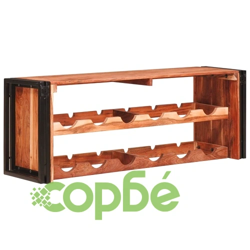 Винен рафт от акациево дърво 120 x 45 x 33 см, Кафяв ➤ топ цена ➤ sorbe.bg