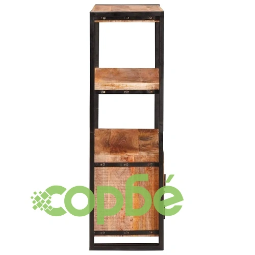 Рафт за книги с врати от масивно мангово дърво и метал 72x33x110 см ➤ топ цена ➤ sorbe.bg