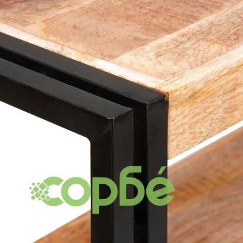 Рафт за книги с врати от масивно мангово дърво и метал 72x33x110 см ➤ топ цена ➤ sorbe.bg