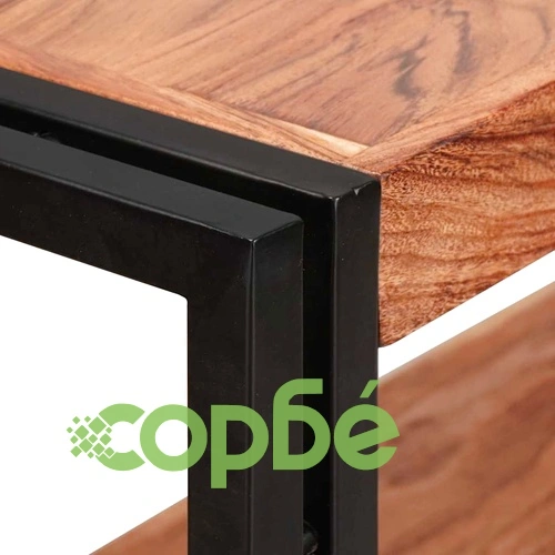 Рафт за книги с 2 врати от масивна акациева дървесина и метал 72x33x110 см ➤ топ цена ➤ sorbe.bg