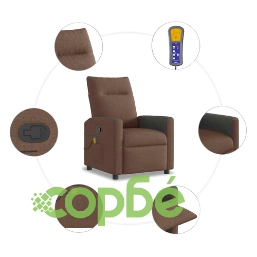 Масажен наклоняем стол от текстил, кафяв, с 6-точков вибрационен масаж ➤ топ цена ➤ sorbe.bg