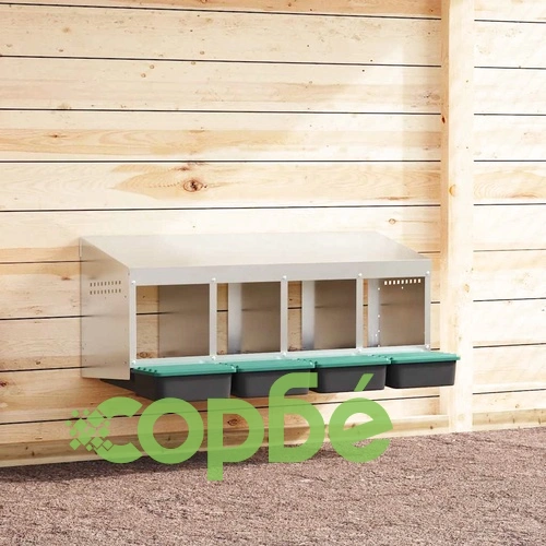 Кутия за кокошки с 4 отделения за стенен монтаж от поцинкована стомана ➤ топ цена ➤ sorbe.bg