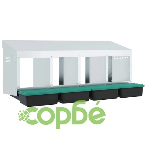 Кутия за кокошки с 4 отделения за стенен монтаж от поцинкована стомана ➤ топ цена ➤ sorbe.bg