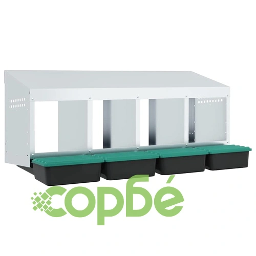 Кутия за кокошки с 4 отделения за стенен монтаж от поцинкована стомана ➤ топ цена ➤ sorbe.bg