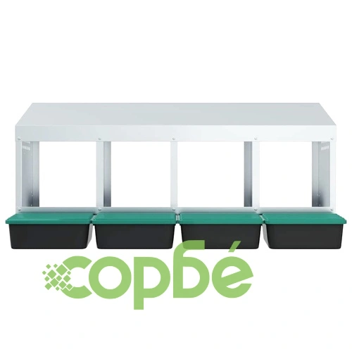 Кутия за кокошки с 4 отделения за стенен монтаж от поцинкована стомана ➤ топ цена ➤ sorbe.bg