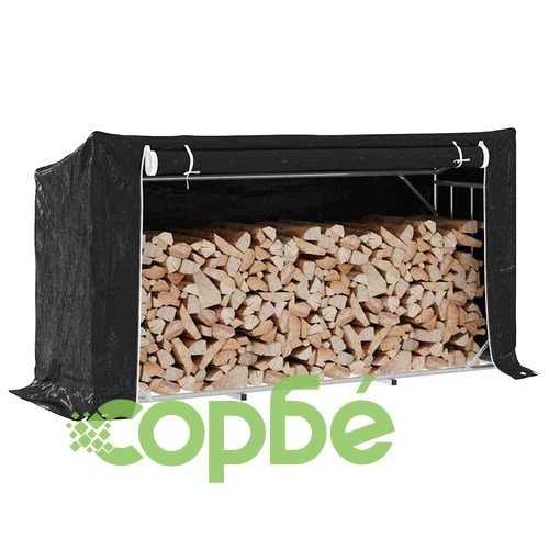 Стойка за дърва за огрев с дъждобран от поцинкована стомана, 200,5x60,5x110,5 см ➤ топ цена ➤ sorbe.bg