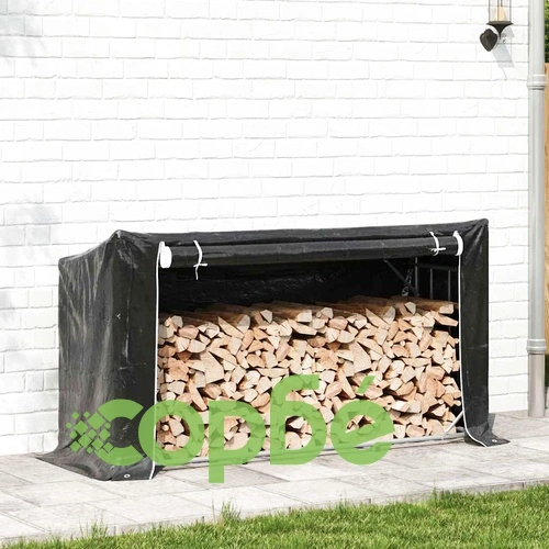 Стойка за дърва за огрев с дъждобран от поцинкована стомана, 200,5x60,5x110,5 см ➤ топ цена ➤ sorbe.bg