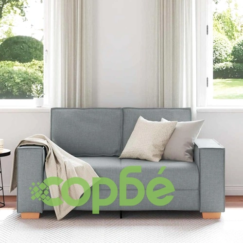 Двуместен диван от плат, светло сив, 120 см ширина ➤ топ цена ➤ sorbe.bg