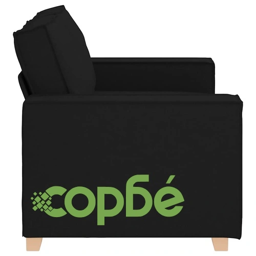 Двуместен диван от плат, черен, 120 см ширина ➤ топ цена ➤ sorbe.bg