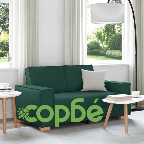 Двуместен диван от плат 120 см, тъмнозелен цвят с метална рамка ➤ топ цена ➤ sorbe.bg