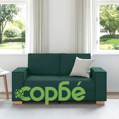 Двуместен диван от плат 120 см, тъмнозелен цвят с метална рамка ➤ топ цена ➤ sorbe.bg