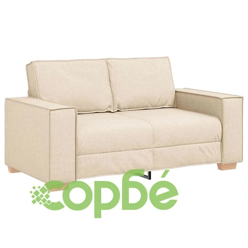 Двуместен диван от плат, кремав, 120 см ширина на седалката ➤ топ цена ➤ sorbe.bg