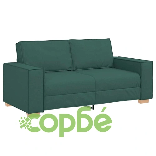 Двуместен диван от плат, тъмнозелен, 140 см ширина ➤ топ цена ➤ sorbe.bg