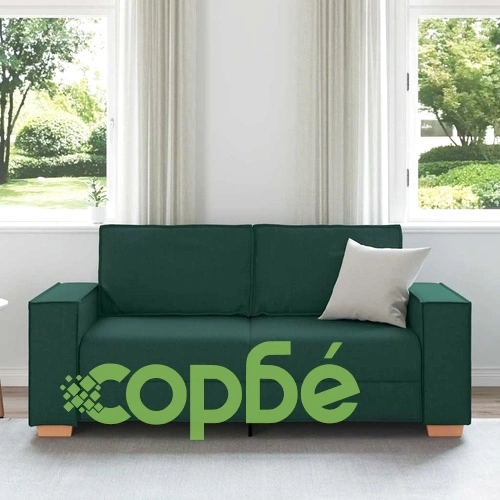 Двуместен диван от плат, тъмнозелен, 140 см ширина ➤ топ цена ➤ sorbe.bg