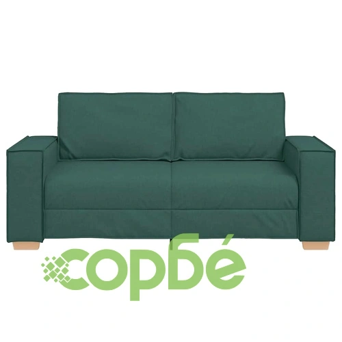 Двуместен диван от плат, тъмнозелен, 140 см ширина ➤ топ цена ➤ sorbe.bg
