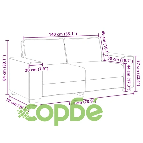 Двуместен диван от плат в кремав цвят, 140 см ширина ➤ топ цена ➤ sorbe.bg