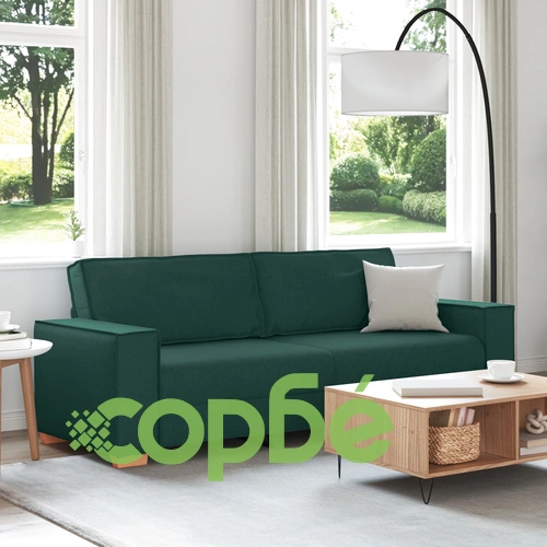 Триместен диван в тъмнозелен цвят 180 см - Полиестер и дърво с правоъгълна форма ➤ топ цена ➤ sorbe.bg