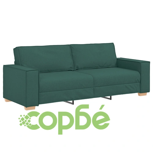Триместен диван в тъмнозелен цвят 180 см - Полиестер и дърво с правоъгълна форма ➤ топ цена ➤ sorbe.bg