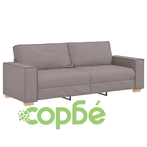 Триместен диван в светло сив цвят Таупе - 59 см височина, полиестерна текстилна тапицерия ➤ топ цена ➤ sorbe.bg