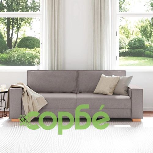 Триместен диван в светло сив цвят Таупе - 59 см височина, полиестерна текстилна тапицерия ➤ топ цена ➤ sorbe.bg