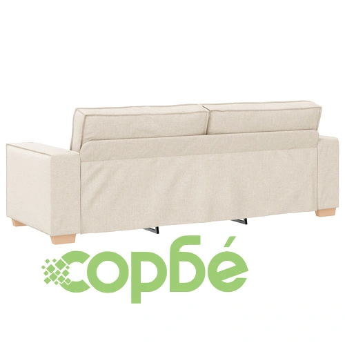 Триместен диван от лен и дърво в бежов цвят, 59 см ➤ топ цена ➤ sorbe.bg