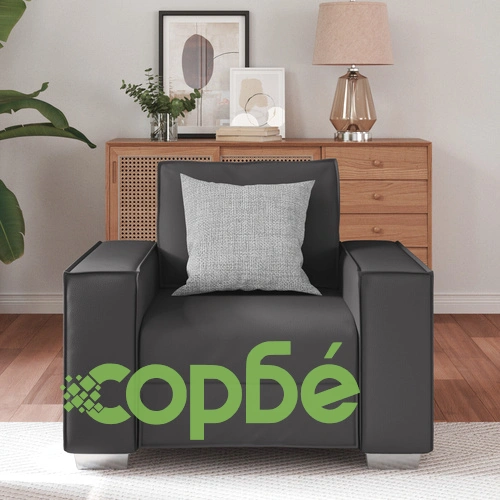 Стилен сив стол от изкуствена кожа 59 см с метална рамка ➤ топ цена ➤ sorbe.bg