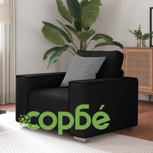 Черен Стол от Изкуствена Кожа с Модерен Дизайн - 59 см ➤ топ цена ➤ sorbe.bg