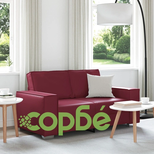 Диван за двама от изкуствена кожа в елегантен виненочервен цвят, 120 см ➤ топ цена ➤ sorbe.bg