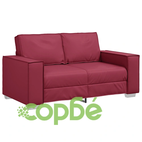 Диван за двама от изкуствена кожа в елегантен виненочервен цвят, 120 см ➤ топ цена ➤ sorbe.bg