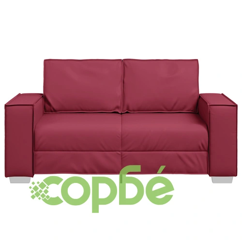 Диван за двама от изкуствена кожа в елегантен виненочервен цвят, 120 см ➤ топ цена ➤ sorbe.bg