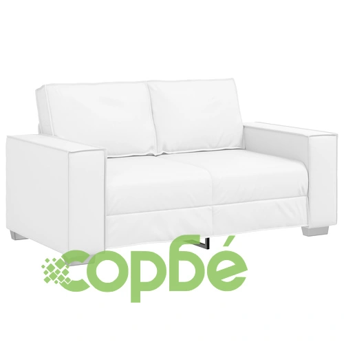 Диван за двама, бял, 120 см, изкуствена кожа, компактен дизайн ➤ топ цена ➤ sorbe.bg