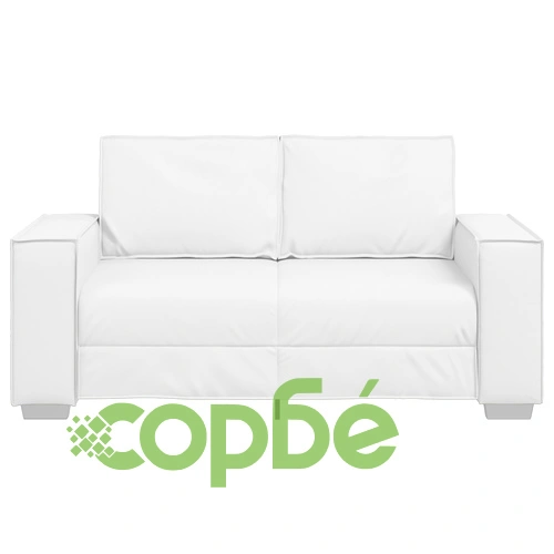 Диван за двама, бял, 120 см, изкуствена кожа, компактен дизайн ➤ топ цена ➤ sorbe.bg